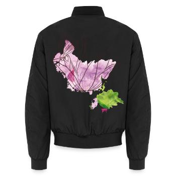 Blüte mit Insekt - Unisex Bomberjacke - Schwarz - Hinten - AI Model Male 185 light (185cm)