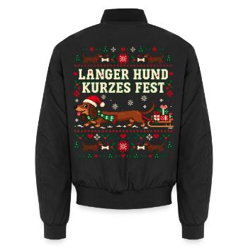 Weihnachtsdackel - Langer Hund kurzes Fest - Unisex Bomberjacke - Schwarz - Hinten - AI Model Male 185 light (185cm)