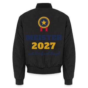 Meister 2027 – mit Brief und Siegel Meisterbrief - Unisex Bomberjacke - Schwarz - Hinten - AI Model Male 185 light (185cm)