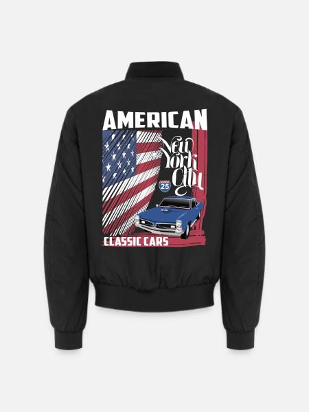Amerikanske klassiske biler - Unisex bomberjakke - sort