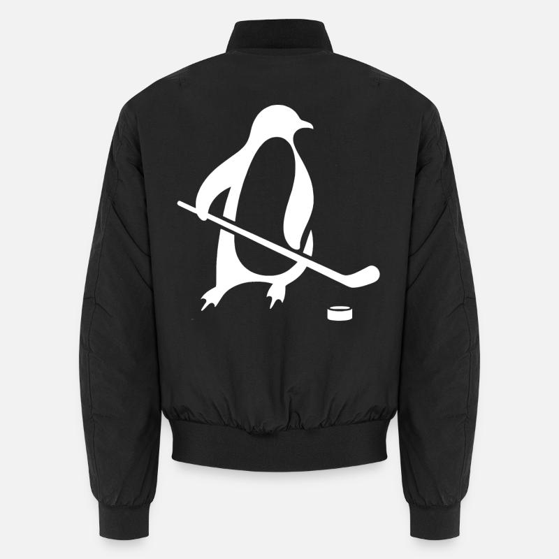 Pinguin Eishockey Silhouette Minimalistisch Unisex Bomberjacke