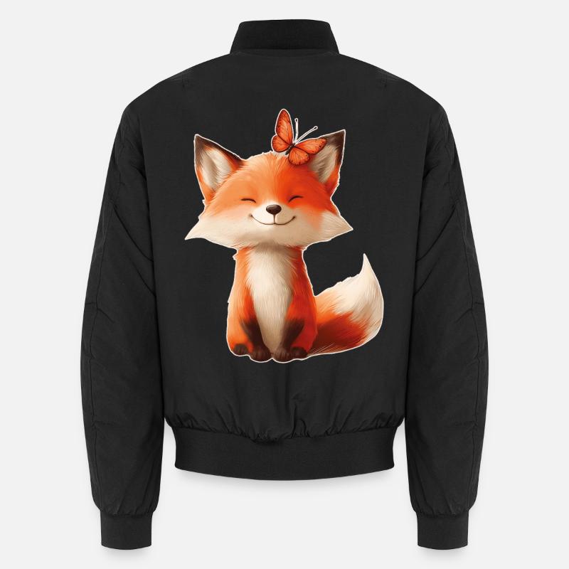 Renard avec papillon - Bomber unisexe - noir