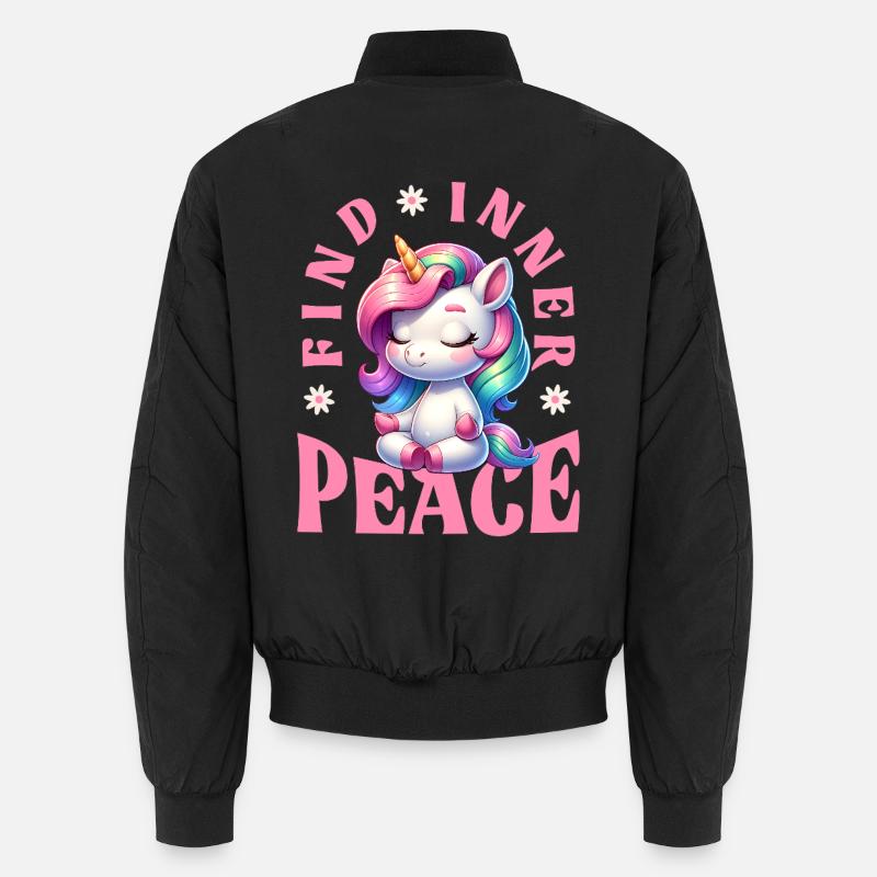 Finde Innere Ruhe Einhorn Yoga Unisex Bomberjacke