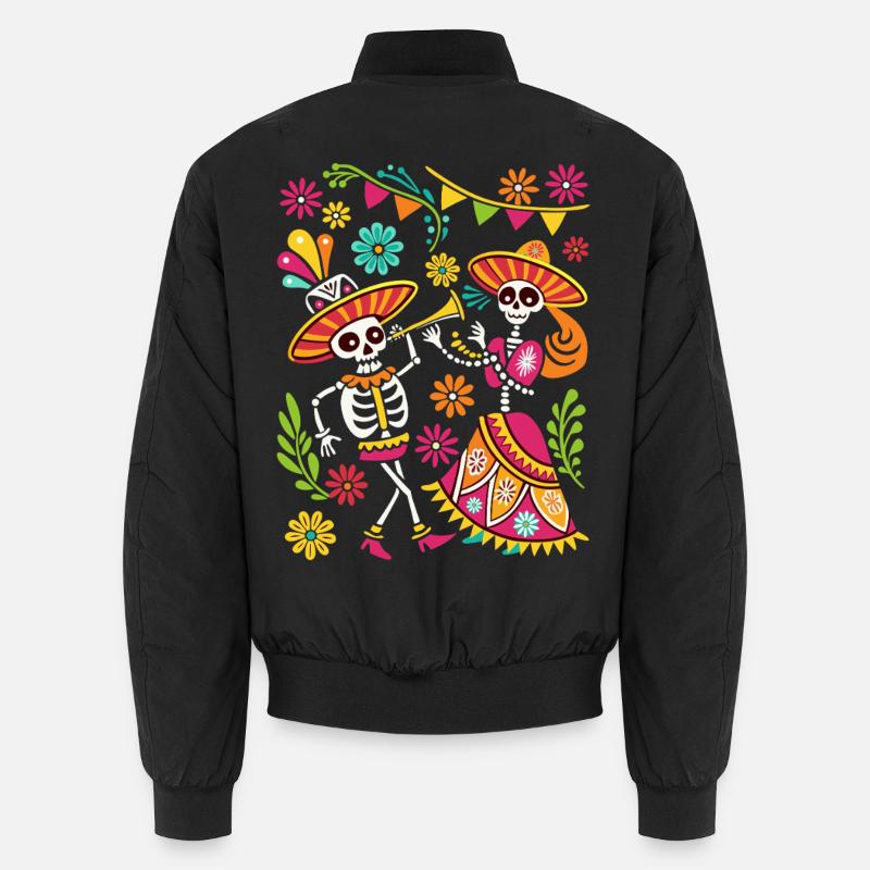 Mexican Skull Sugar Skull Dia de Muertos Unisex Bomber Jacket