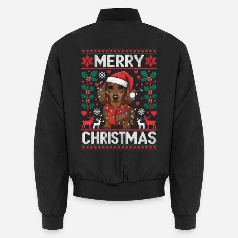 Teckel drôle Noël Teckel Cadeau Bomber unisexe