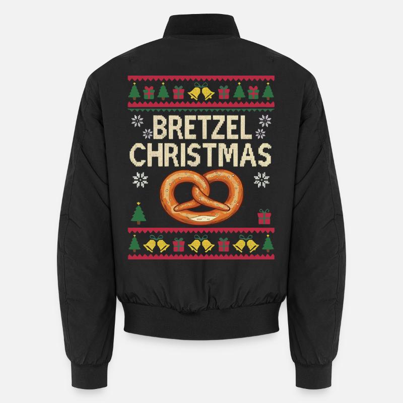 Pretzel Christmas Funny Baker Gift - Unisex Bomber Jacket - black