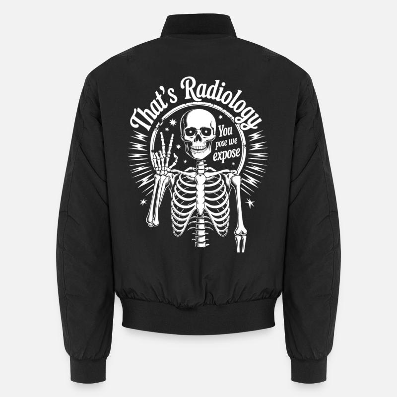 Radiology Skeleton Motif - Unisex Bomber Jacket - black