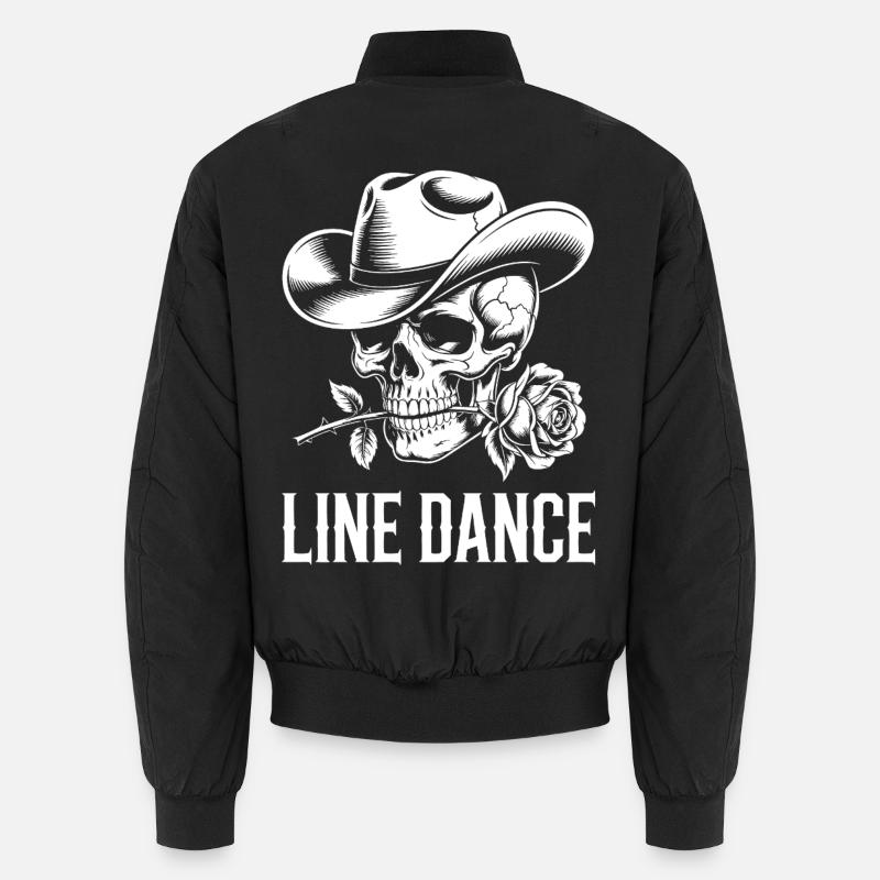Line Dance Skull with Rose Unisex Bomber Jacket
