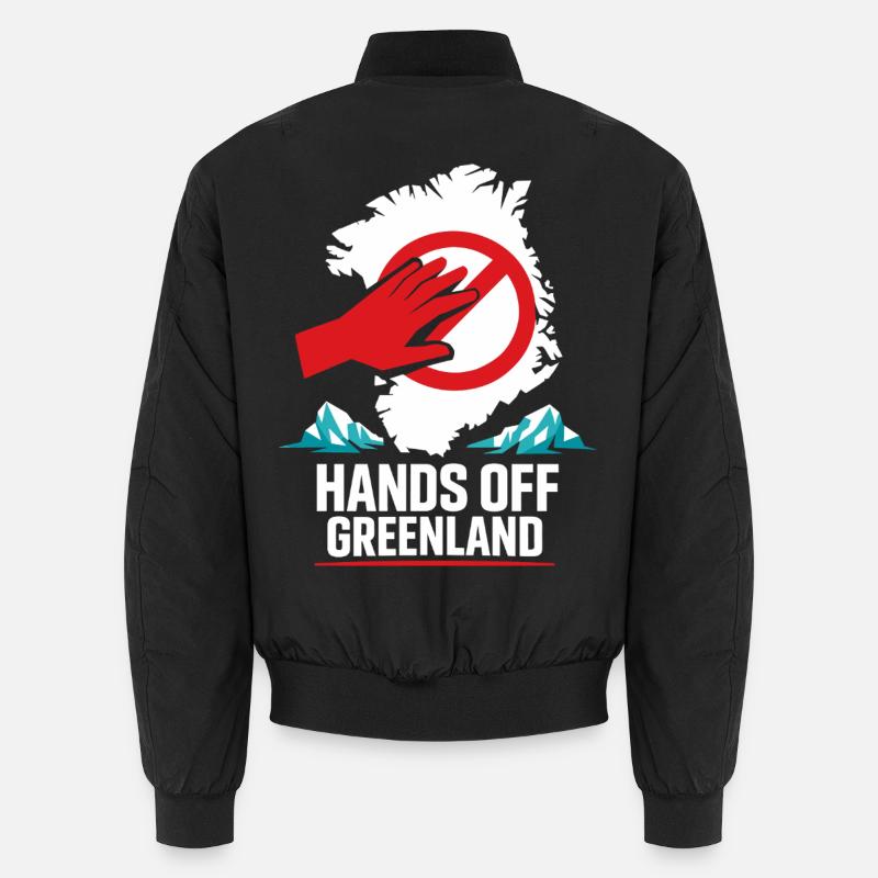 Hands Off Greenland Funny Gift - Unisex Bomber Jacket - black