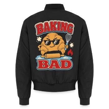 Baking Bad Croissant - Unisex Bomber Jacket - black - Back - AI Model Male 185 light (185cm)