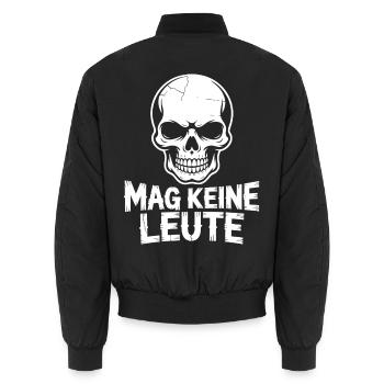 Schädeldesign: Mag Keine Leute - Unisex Bomberjacke - Schwarz - Hinten - AI Model Male 185 light (185cm)
