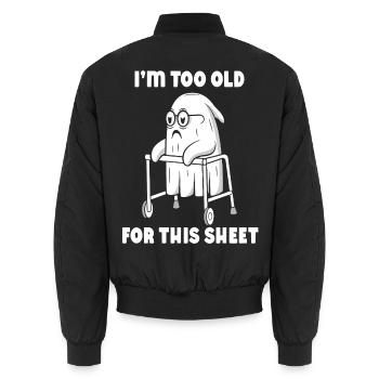 Ich bin zu alt für dieses Blatt Grumpy Halloween Ghost - Unisex Bomberjacke - Schwarz - Hinten - AI Model Male 185 light (185cm)