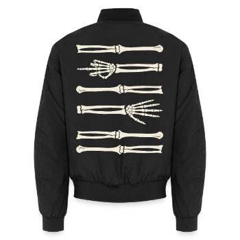 Skelett Kostüm - Unisex Bomberjacke - Schwarz - Hinten - AI Model Male 185 light (185cm)