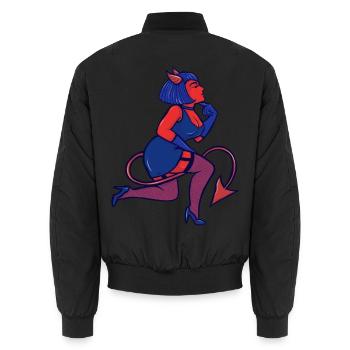 Crimson Devil Pinup - Unisex Bomberjacke - Schwarz - Hinten - AI Model Male 185 light (185cm)