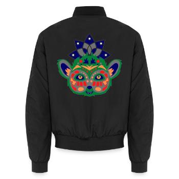 Bunter Lemur - Unisex Bomberjacke - Schwarz - Hinten - AI Model Male 185 light (185cm)
