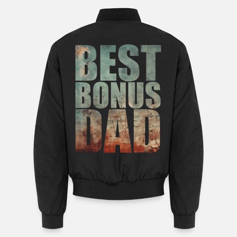 Best Bonus Dad - Unisex Bomber Jacket - black