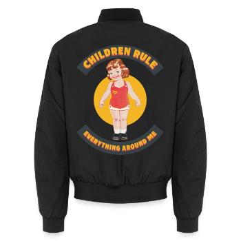 Règle des enfants - Conception amusante pour les parents - Bomber unisexe - noir - Dos - AI Model Male 185 light (185cm)