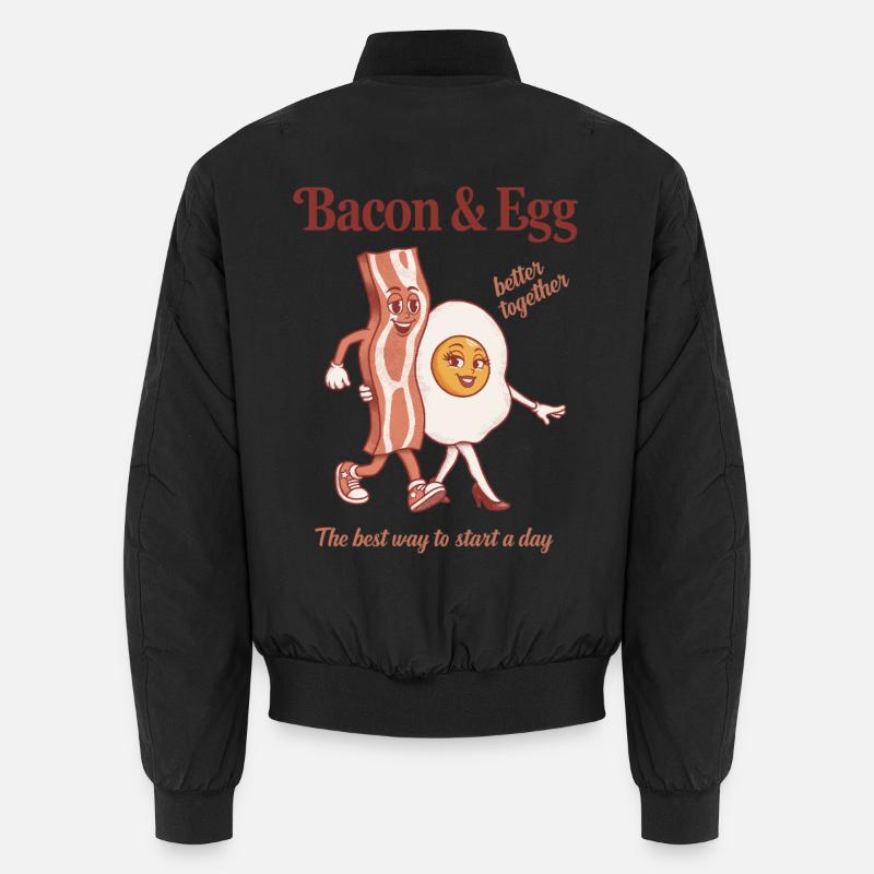 Bacon and Egg: Perfektes Duo - Unisex Bomberjacke - Schwarz
