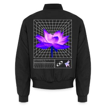 Techno Y2K – Techno-Festival Rave Music Outfit - Unisex Bomberjacke - Schwarz - Hinten - AI Model Male 185 light (185cm)