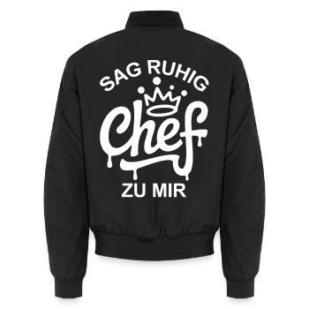 Sag Chef zu mir - Unisex Bomberjacke - Schwarz - Hinten - AI Model Male 185 light (185cm)