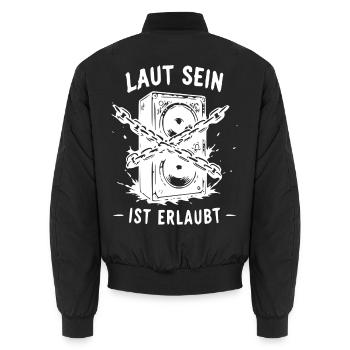 Laut Sein Ist Erlaubt – Lautsprecher Punk - Unisex Bomberjacke - Schwarz - Hinten - AI Model Male 185 light (185cm)