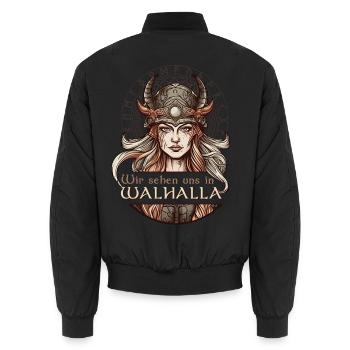 Wir sehen uns in Walhalla Walküre Wikingerin - Unisex Bomberjacke - Schwarz - Hinten - AI Model Male 185 light (185cm)