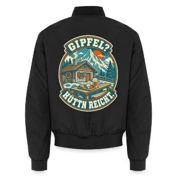 Gipfel Hüttn reicht Berghütte - Unisex Bomberjacke - Schwarz - Hinten - AI Model Male 185 light (185cm)