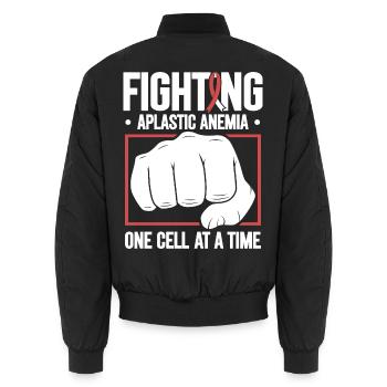 Aplastische Anämie Kämpfer - Zelle für Zelle - Unisex Bomberjacke - Schwarz - Hinten - AI Model Male 185 light (185cm)