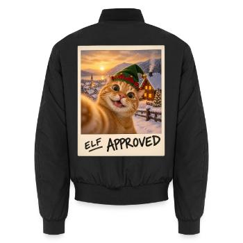 Elf Approved Rote Katze Selfie Weihnachten - Unisex Bomberjacke - Schwarz - Hinten - AI Model Male 185 light (185cm)