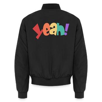 Bunte Yeah Typografie Design - Unisex Bomberjacke - Schwarz - Hinten - AI Model Male 185 light (185cm)