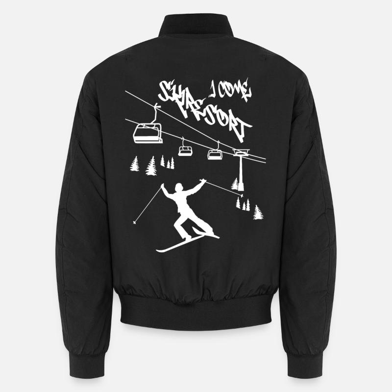 Skigebiet ich komme ! - Unisex Bomberjacke - Schwarz