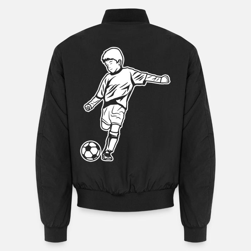 Soccer Boy Drawing - Unisex Bomber Jacket - black