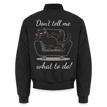 Freche Katze liegt auf dem Sofa - Unisex Bomberjacke - Schwarz - Hinten - AI Model Male 185 light (185cm)