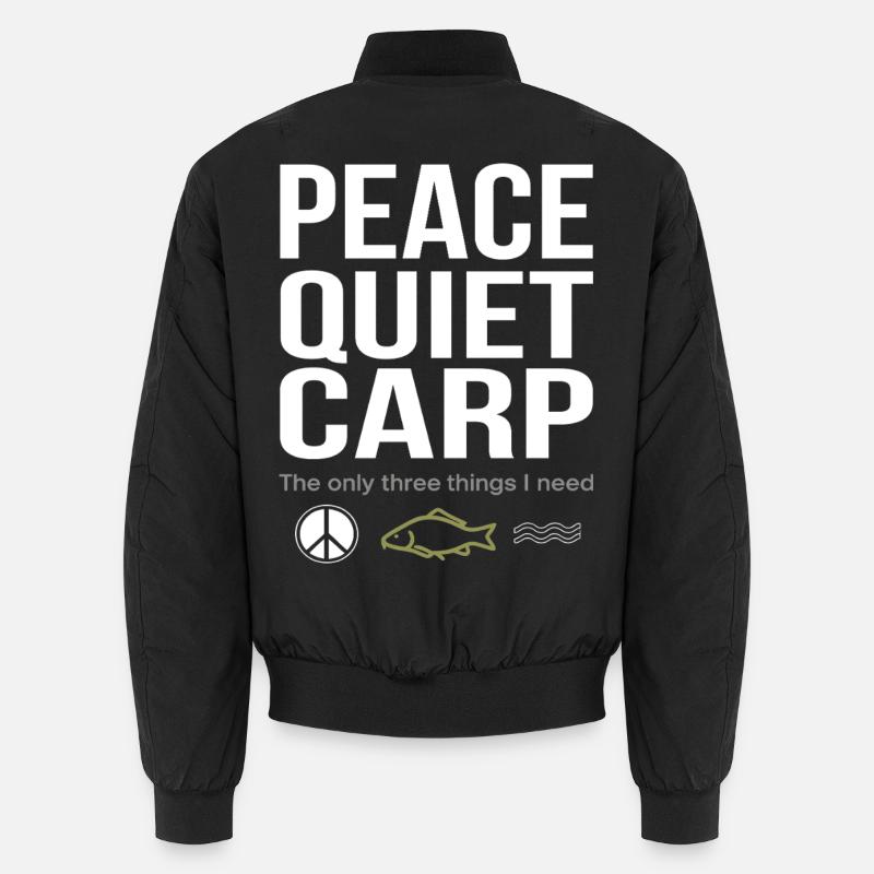 Peace, Tranquility, Carp, Fishing, Fun - Unisex Bomber Jacket - black