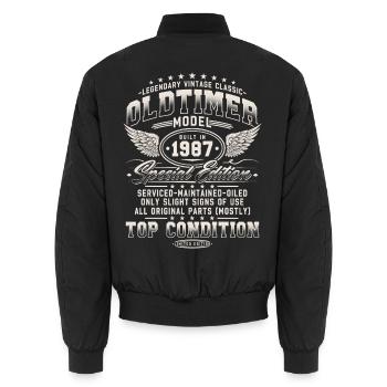 Voiture vintage 1987 cadeau d’anniversaire vintage - Bomber unisexe - noir - Dos - AI Model Male 185 light (185cm)