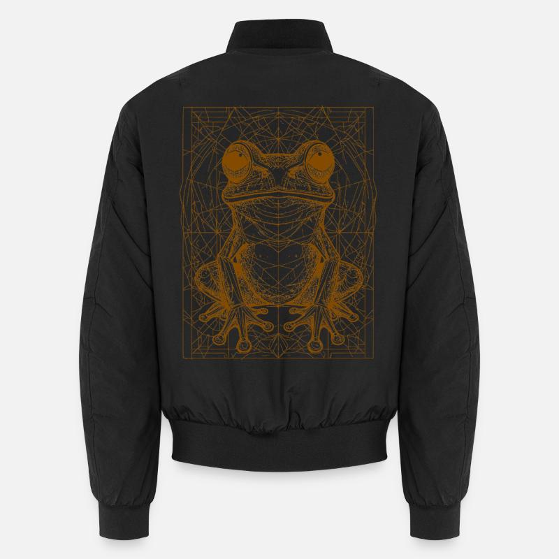 Geometric Frog Mandala - Unisex Bomber Jacket - black
