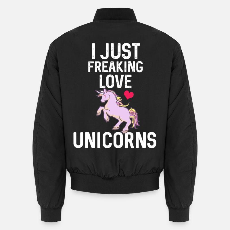 I Freaking Love Unicorns Geschenk Unisex Bomberjacke