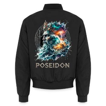 Poseidon Gott Meer Wellen - Unisex Bomberjacke - Schwarz - Hinten - AI Model Male 185 light (185cm)