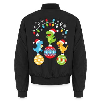 Süße Weihnachts Dinosaurier - Unisex Bomberjacke - Schwarz - Hinten - AI Model Male 185 light (185cm)