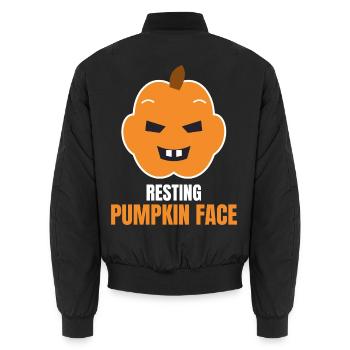 Resting Pumpkin Face Funny Halloween Pumpkin - Unisex Bomberjacke - Schwarz - Hinten - AI Model Male 185 light (185cm)