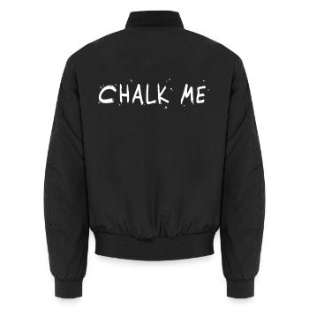 Chalk Me, Kreide Schriftzug - Boulder/ Kletter Pun - Unisex Bomberjacke - Schwarz - Hinten - AI Model Male 185 light (185cm)