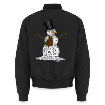 Glücklicher wirbelnder Schneemann - Unisex Bomberjacke - Schwarz - Hinten - AI Model Male 185 light (185cm)