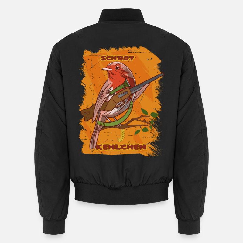 Funny robin bird - Unisex Bomber Jacket - black
