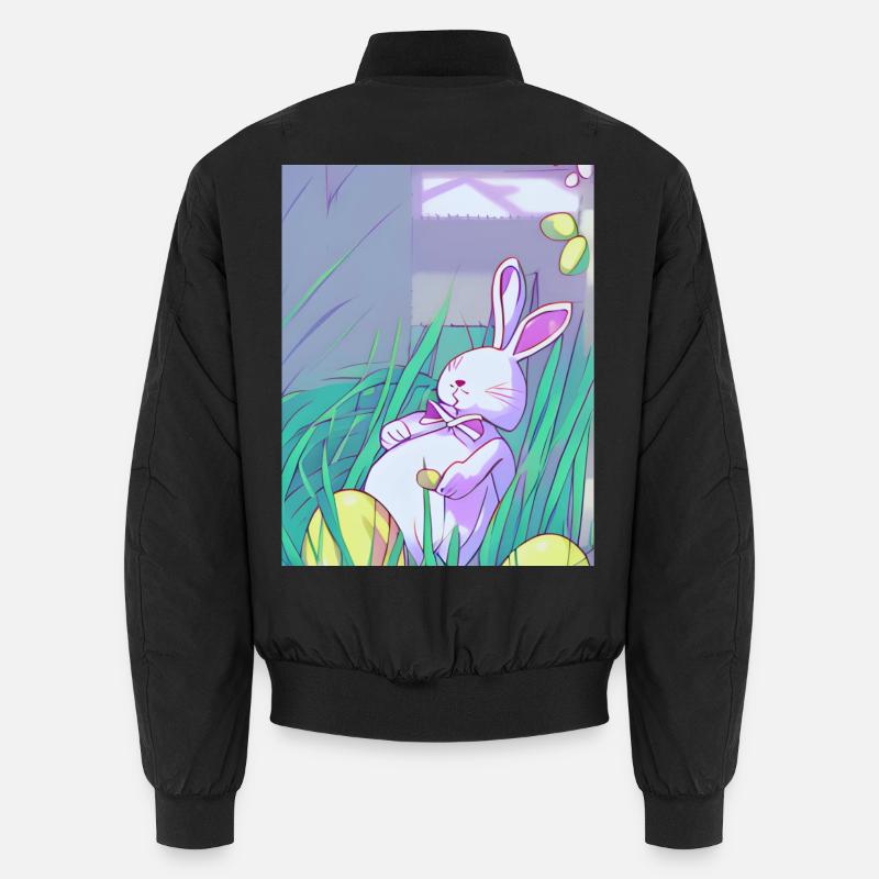 Pastel Easter Bunny in Spring Grass - Unisex Bomber Jacket - black