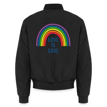 Love Is Love Rainbow Pride Motif - Unisex Bomber Jacket - black - Back - AI Model Male 185 light (185cm)