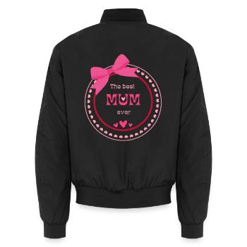 The Best Mom Ever – Herz Design - Unisex Bomberjacke - Schwarz - Hinten - AI Model Male 185 light (185cm)