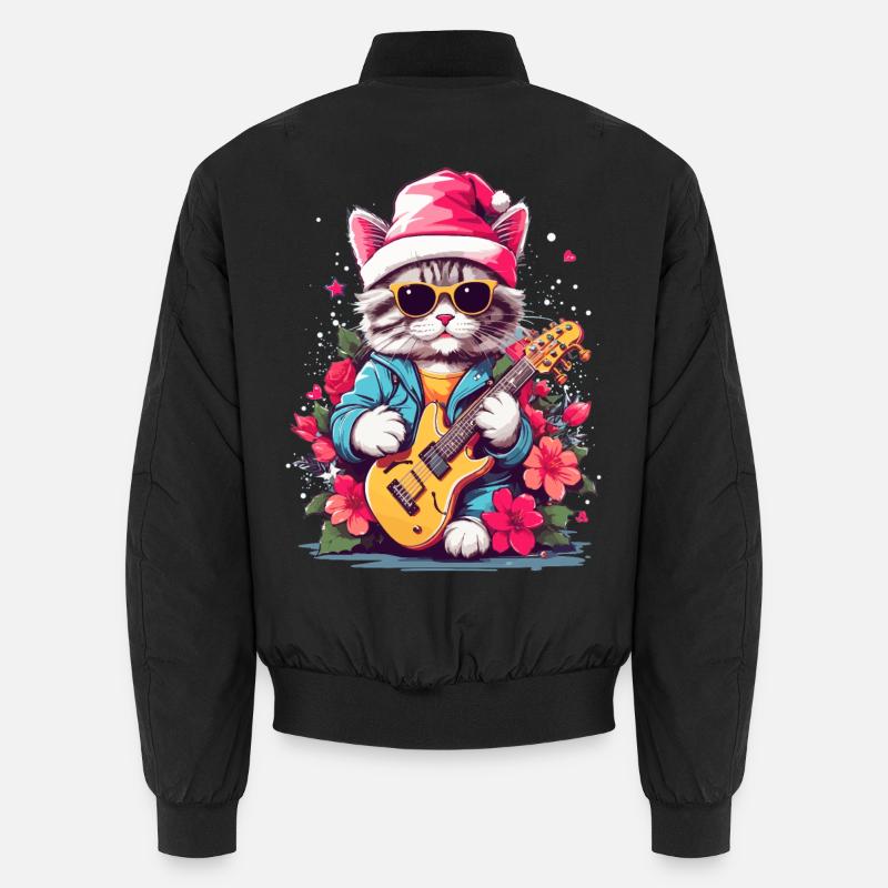 Cute cat with guitar Unisex Bomber Jacket