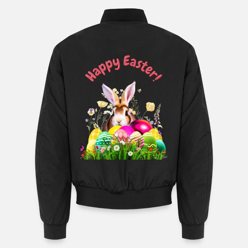 Cute Easter bunny with colorful eggs Unisex Bomber Jacket