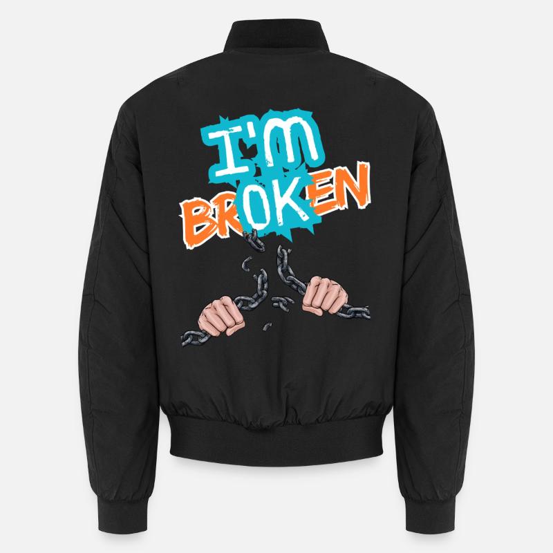 Hands breaking a chain with an inscription Unisex Bomber Jacket