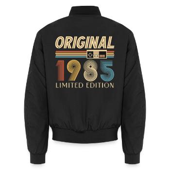 Gamer 40th Birthday 40th Anniversary Original 1985 - Unisex Bomber Jacket - black - Back - AI Model Male 185 light (185cm)